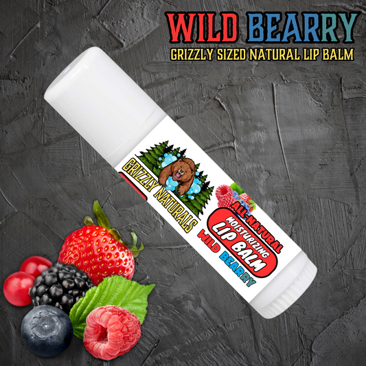Wild Bearry Natural Lip Balm Stick with Organic Beeswax, Shea Butter, Almond Oil, Coconut Oil, Vitamin E, and Natural Berry Flavor
