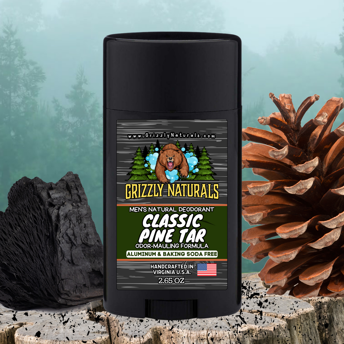 Classic Pine Tar - Natural Deodorant for Men | Aluminum-Free & Baking Soda-Free