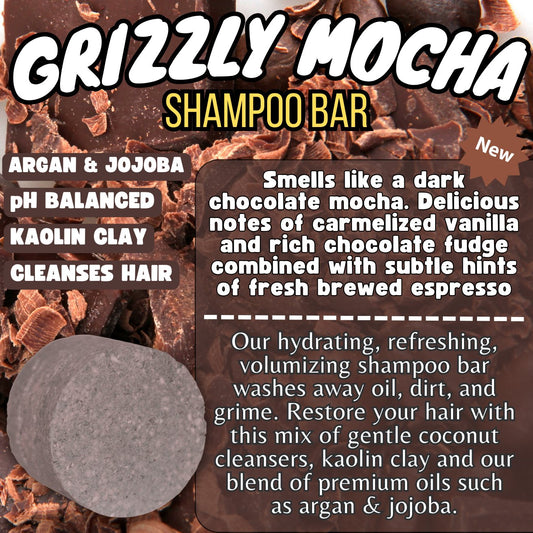Grizzly Mocha - SHAMPOO BAR - pH balanced - Grizzly Naturals Soap Company