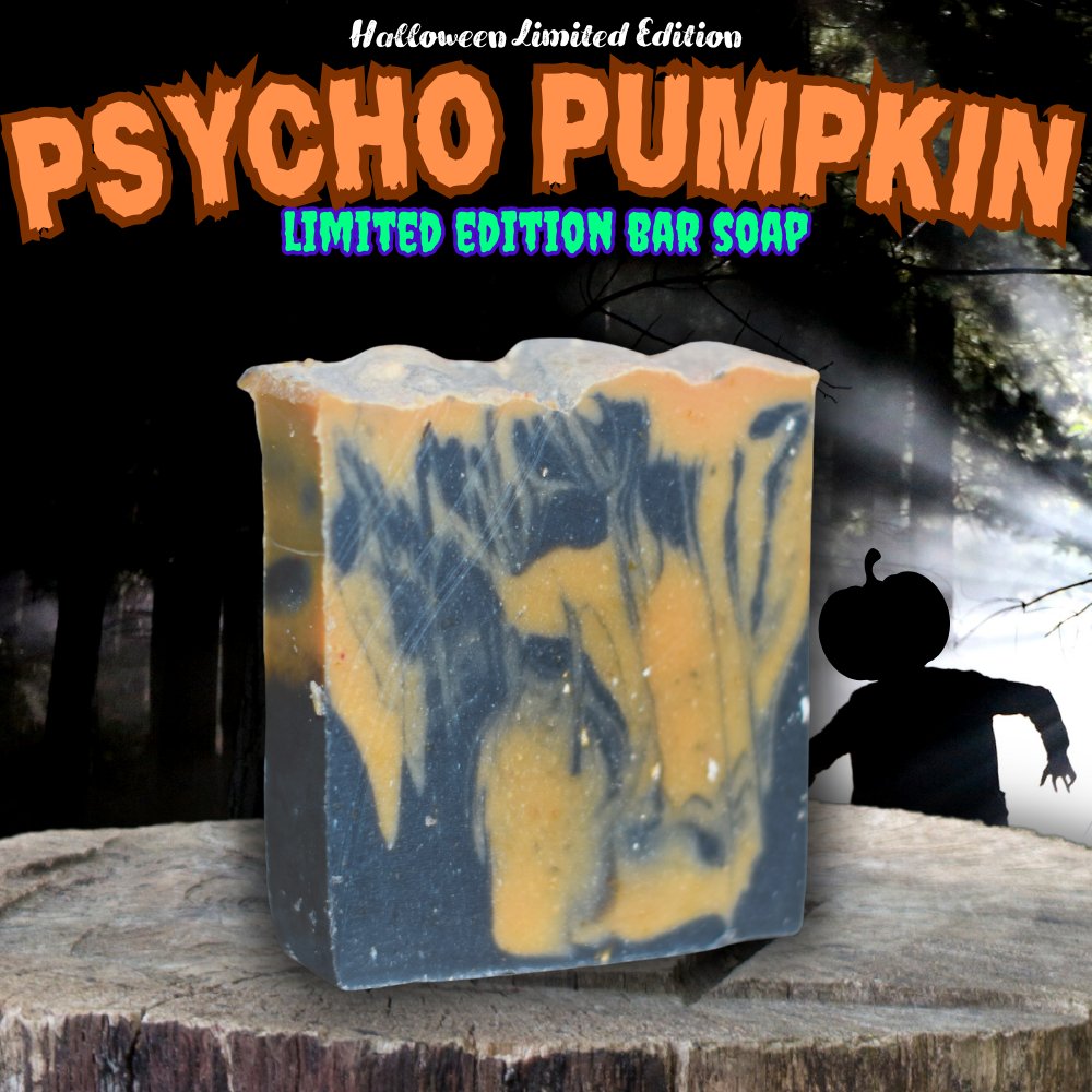 HALFWAY TO HALLOWEEN - Psycho Pumpkin Bar Soap - Medium Grit - Grizzly Naturals Soap Company
