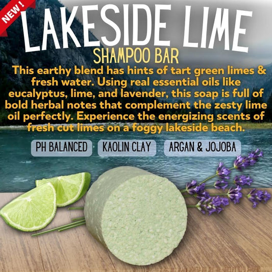 Lakeside Lime - SHAMPOO BAR - pH balanced - Grizzly Naturals Soap Company