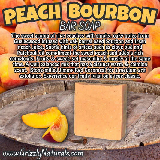 Peach Bourbon - BAR SOAP - Medium Grit - Grizzly Naturals Soap Company