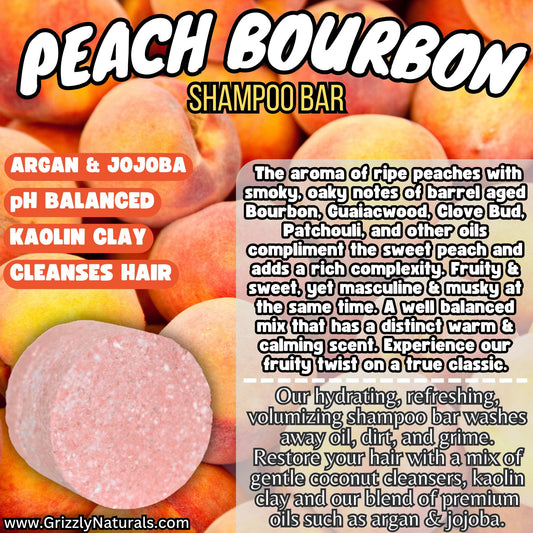 Peach Bourbon - SHAMPOO BAR - pH balanced - Grizzly Naturals Soap Company