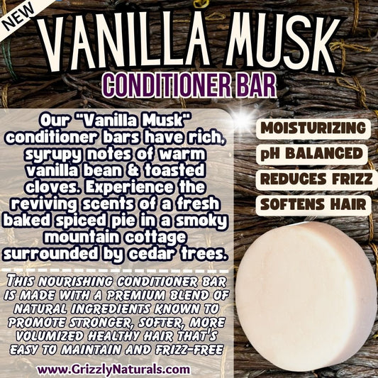 Vanilla Musk - CONDITIONER BAR - Grizzly Naturals Soap Company