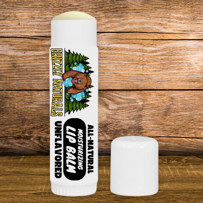 Unflavored Grizzly-Sized Natural Lip Balm Stick | Organic Beeswax, Shea Butter, Jojoba Oil, Cocoa Butter, Vitamin E