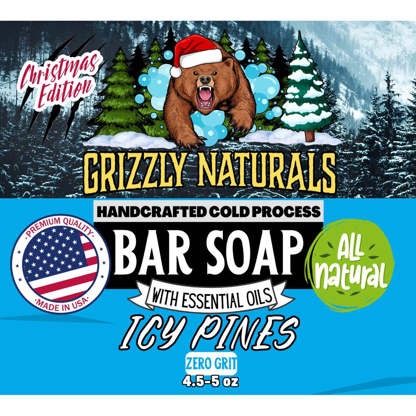 Icy Pines - Zero Grit - Limited Edition - NATURAL BAR SOAP FOR MEN