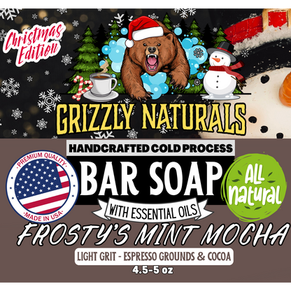 Frosty's Mint Mocha  - Light Grit - Limited Edition - NATURAL BAR SOAP FOR MEN