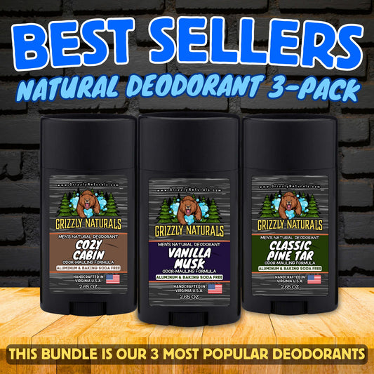 Best Sellers - Natural Deodorant Bundle - Variety 3 Pack - Grizzly Naturals Soap Company