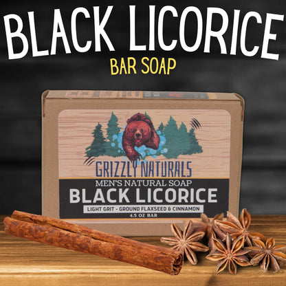 Black Licorice - BAR SOAP - Light Grit - Grizzly Naturals Soap Company
