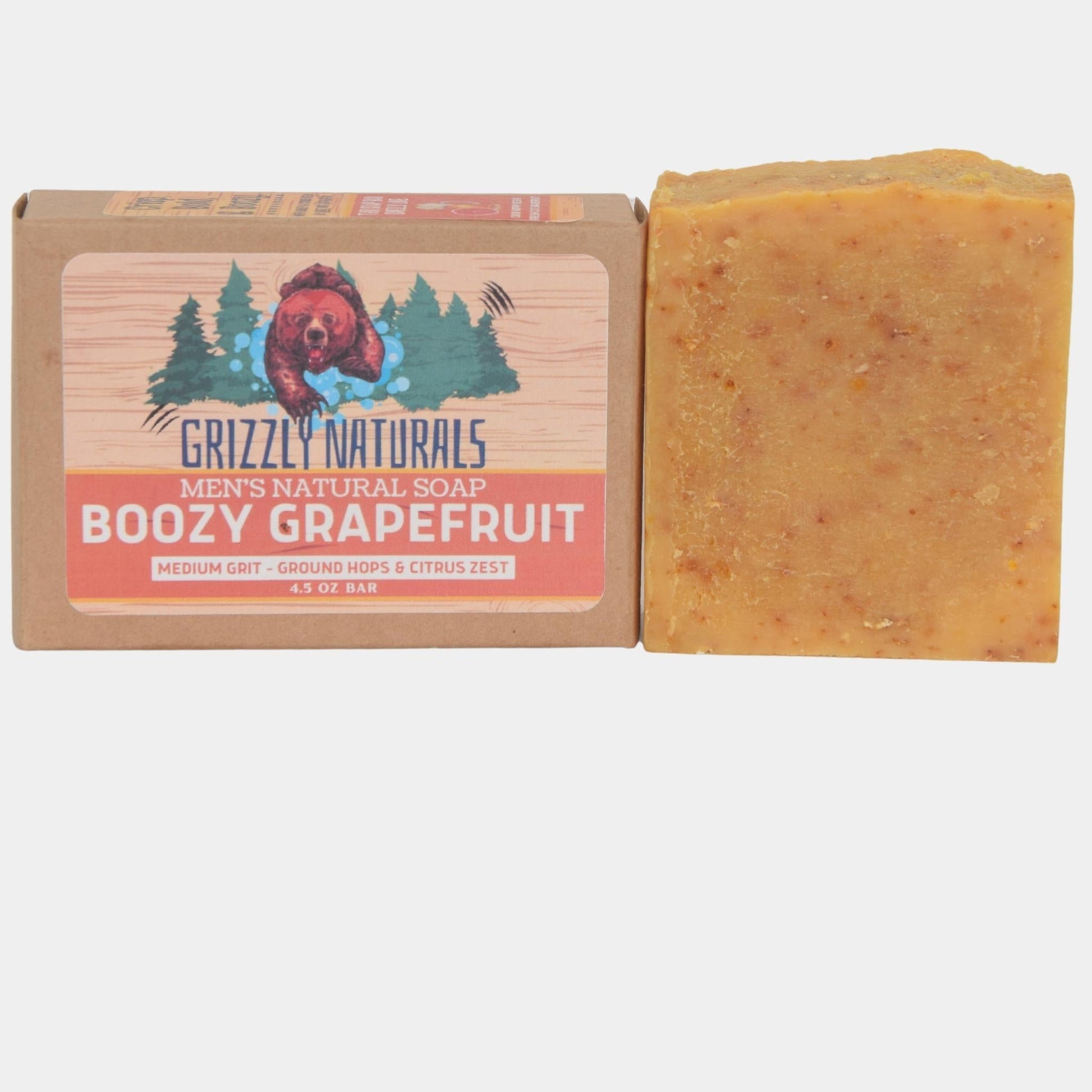 Boozy Grapefruit - BAR SOAP - Medium Grit - Grizzly Naturals Soap Company