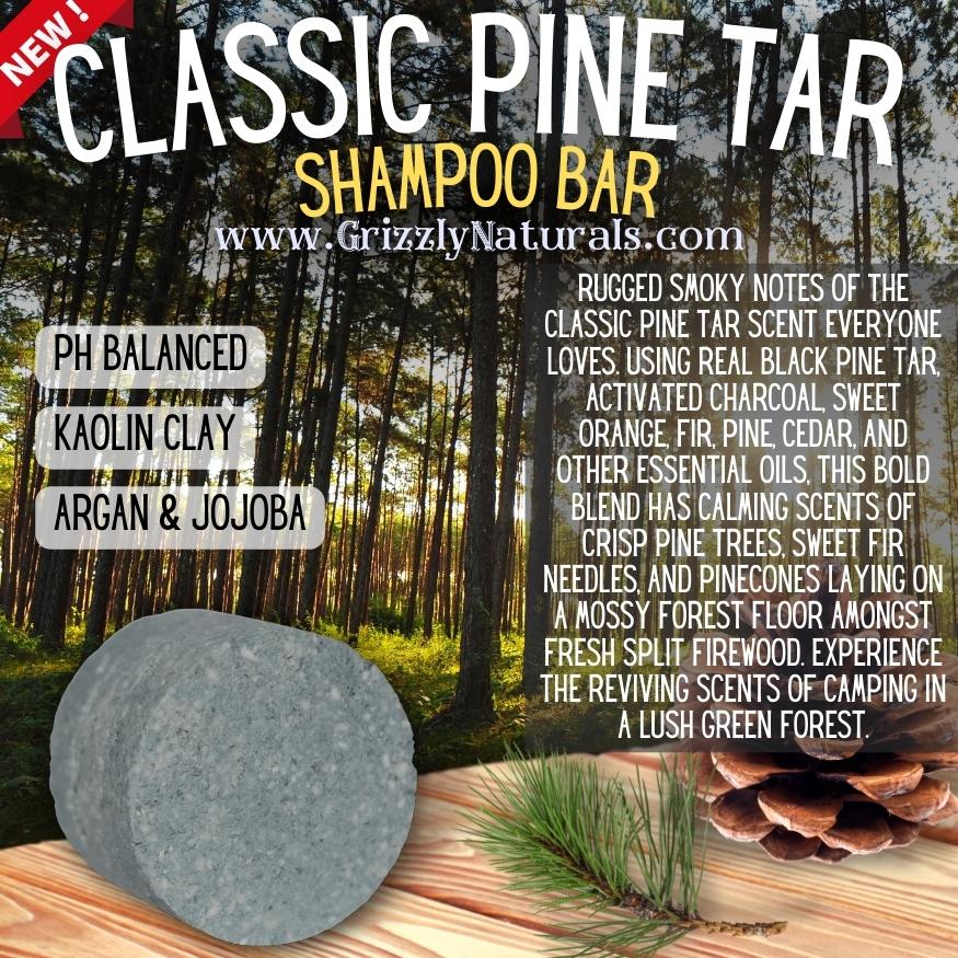 Classic Pine Tar - SHAMPOO BAR - pH balanced - Grizzly Naturals Soap Company