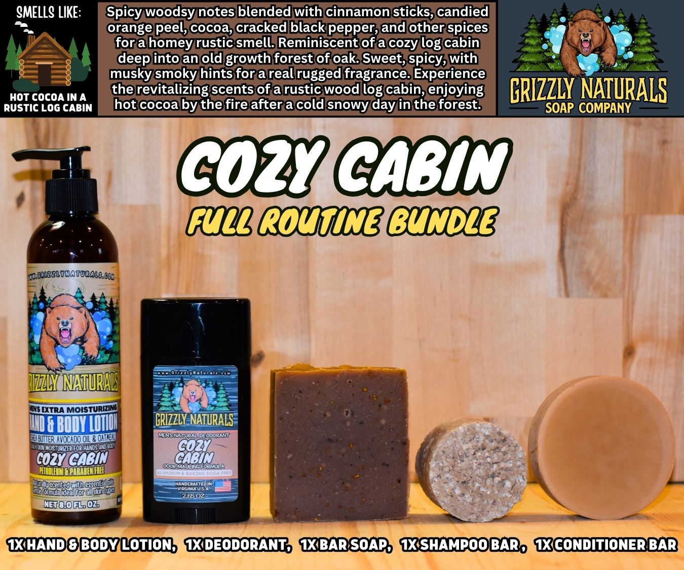 Cozy Cabin Full Routine Bundle - Grizzly Naturals Soap Company