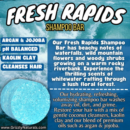 Fresh Rapids - SHAMPOO BAR - pH balanced - Grizzly Naturals Soap Company
