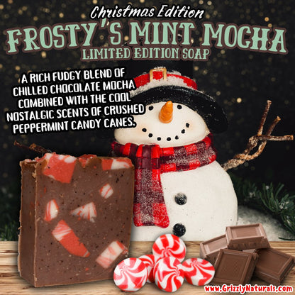 Frosty's Mint Mocha - BAR SOAP - Light Grit - Limited Edition - Discounted Extra Inventory - Grizzly Naturals Soap Company