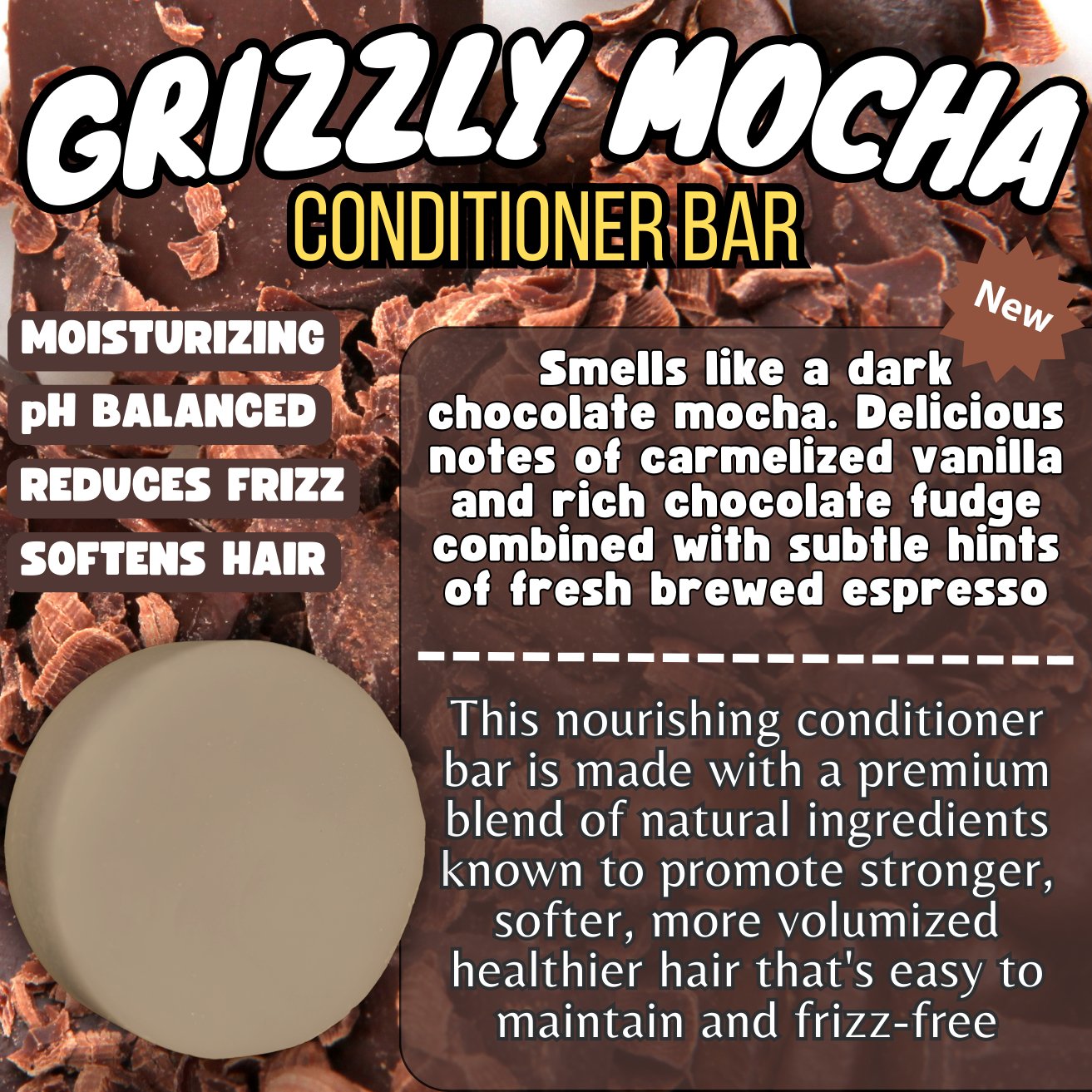 Grizzly Mocha - CONDITIONER BAR - Grizzly Naturals Soap Company