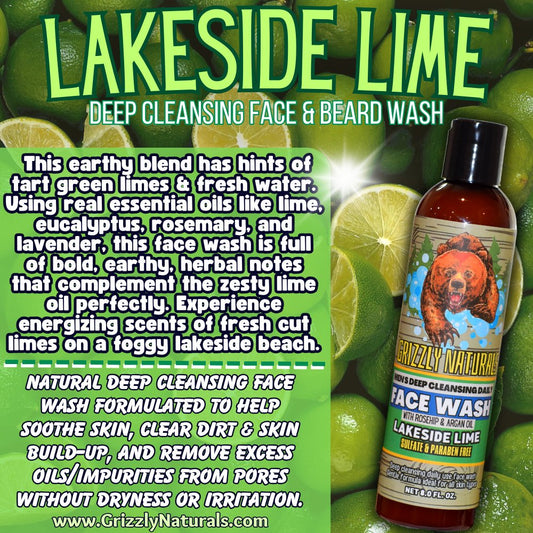 Lakeside Lime - FACE & BEARD WASH - Grizzly Naturals Soap Company