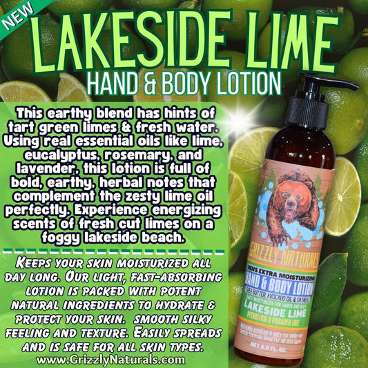Lakeside Lime - Hand & Body Lotion - Grizzly Naturals Soap Company