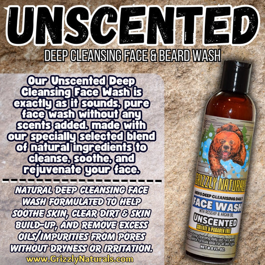 Unscented - FACE & BEARD WASH - Grizzly Naturals Soap Company